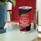 Gold Coast Suns Tumbler Cup Suns Muscular Mascot Graphic - Abstract Paint Splatter Art