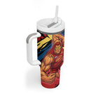 Gold Coast Suns Tumbler With Handle Suns Muscular Mascot Graphic - Abstract Paint Splatter Art