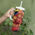 Gold Coast Suns Tumbler With Handle Suns Muscular Mascot Graphic - Abstract Paint Splatter Art