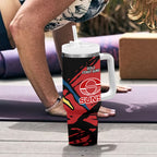 Gold Coast Suns Tumbler With Handle Suns Muscular Mascot Graphic - Abstract Paint Splatter Art