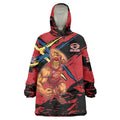 Gold Coast Suns Wearable Blanket Hoodie Suns Muscular Mascot Graphic - Abstract Paint Splatter Art