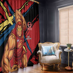Gold Coast Suns Window Curtain Suns Muscular Mascot Graphic - Abstract Paint Splatter Art
