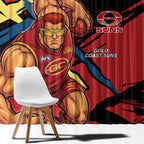 Gold Coast Suns Window Curtain Suns Muscular Mascot Graphic - Abstract Paint Splatter Art