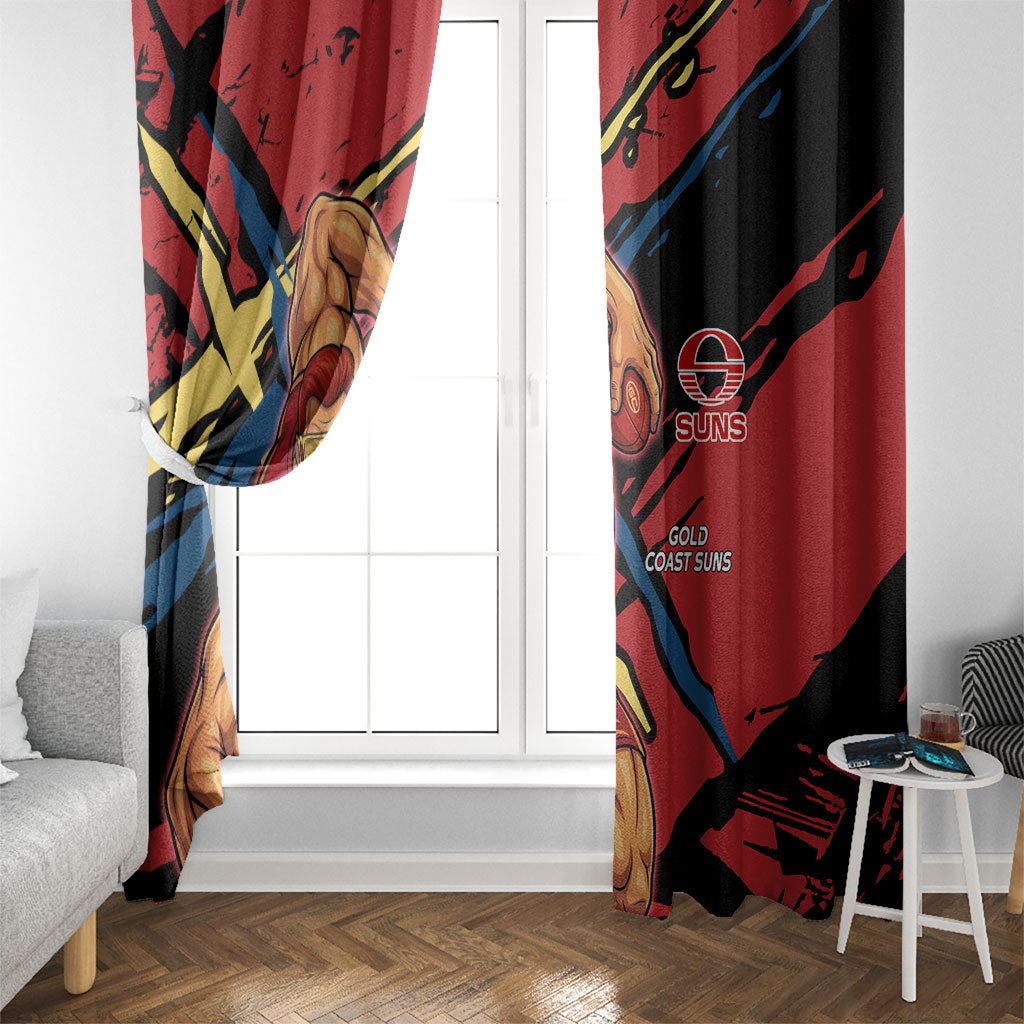 Gold Coast Suns Window Curtain Suns Muscular Mascot Graphic - Abstract Paint Splatter Art
