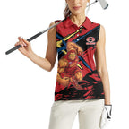 Gold Coast Suns Women Sleeveless Polo Shirt Suns Muscular Mascot Graphic - Abstract Paint Splatter Art