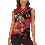 Gold Coast Suns Women Sleeveless Polo Shirt Suns Muscular Mascot Graphic - Abstract Paint Splatter Art