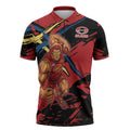 Gold Coast Suns Zipper Polo Shirt Suns Muscular Mascot Graphic - Abstract Paint Splatter Art