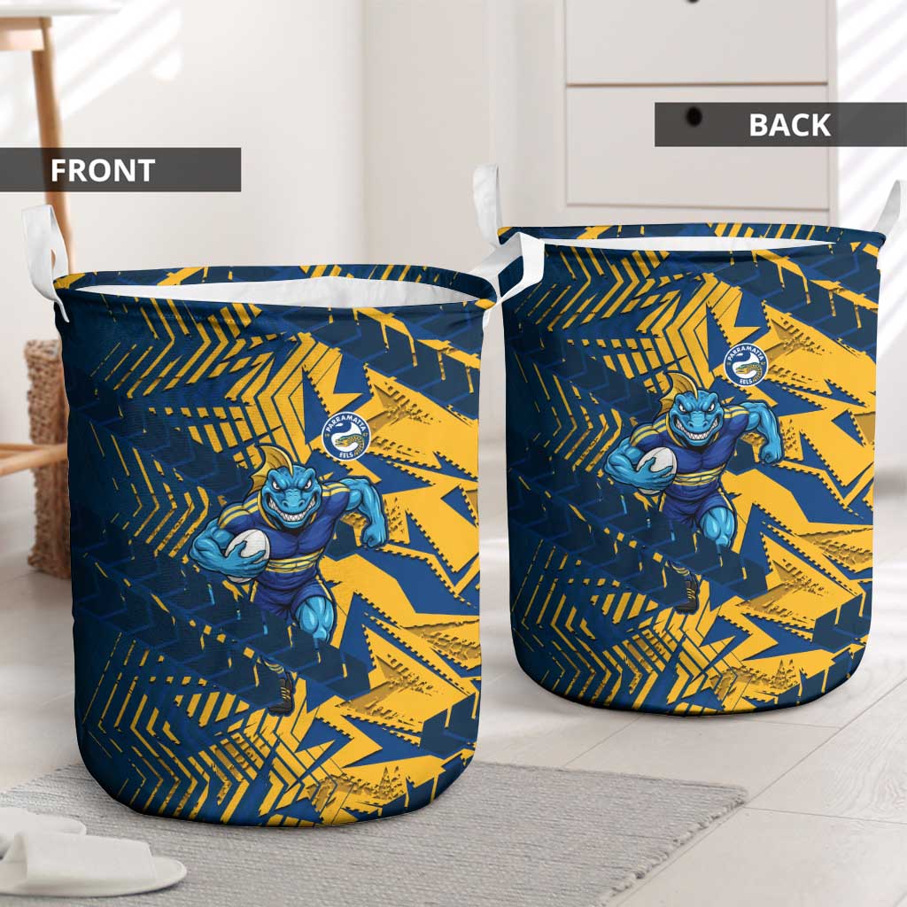 Parramatta Eels Rugby Laundry Basket Fierce Mascot Geometric Tribal Art
