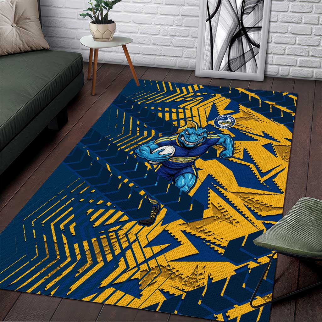 Parramatta Eels Rugby Area Rug Fierce Mascot Geometric Tribal Art