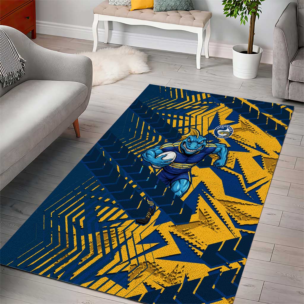 Parramatta Eels Rugby Area Rug Fierce Mascot Geometric Tribal Art