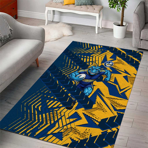 Parramatta Eels Rugby Area Rug Fierce Mascot Geometric Tribal Art