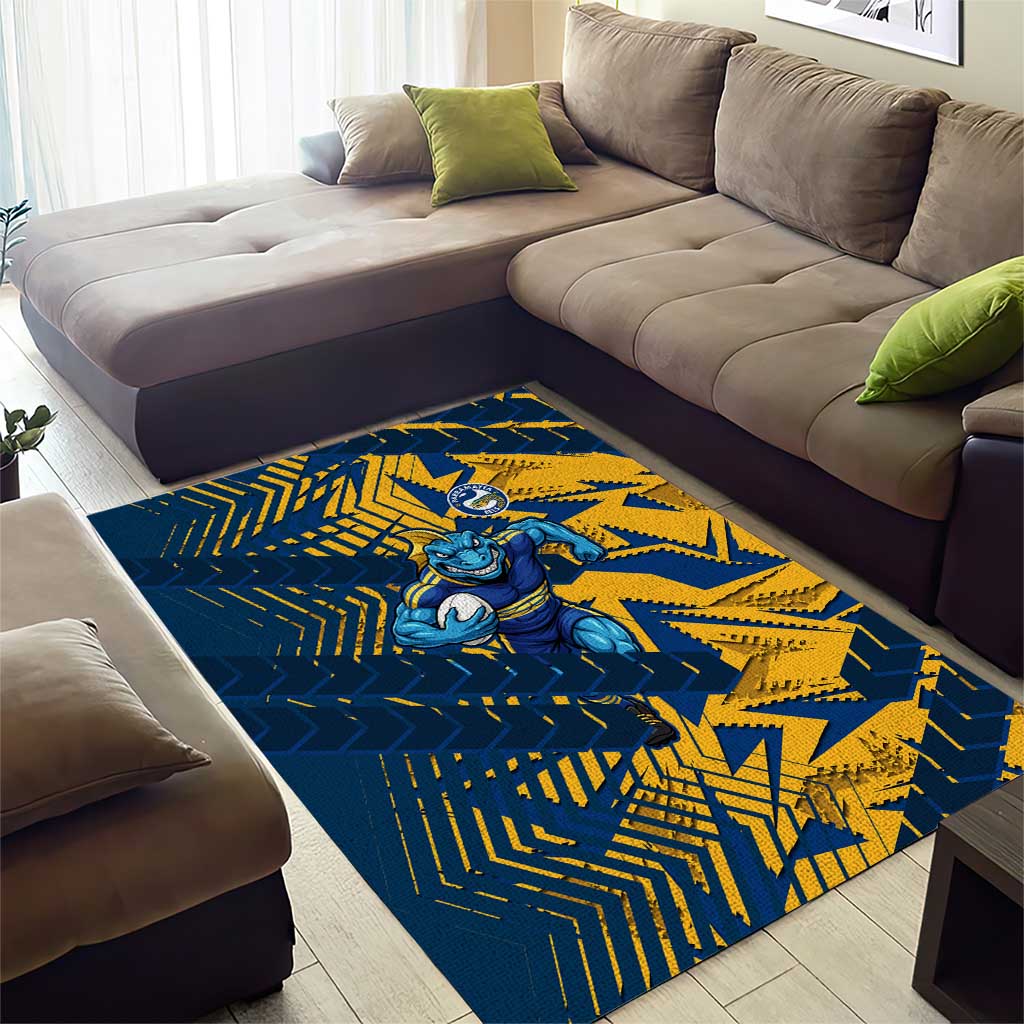 Parramatta Eels Rugby Area Rug Fierce Mascot Geometric Tribal Art