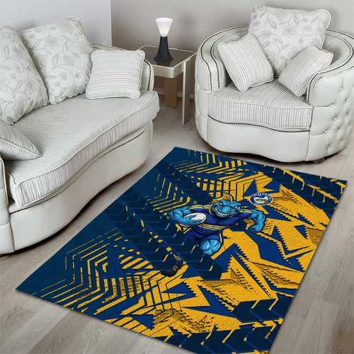 Parramatta Eels Rugby Area Rug Fierce Mascot Geometric Tribal Art