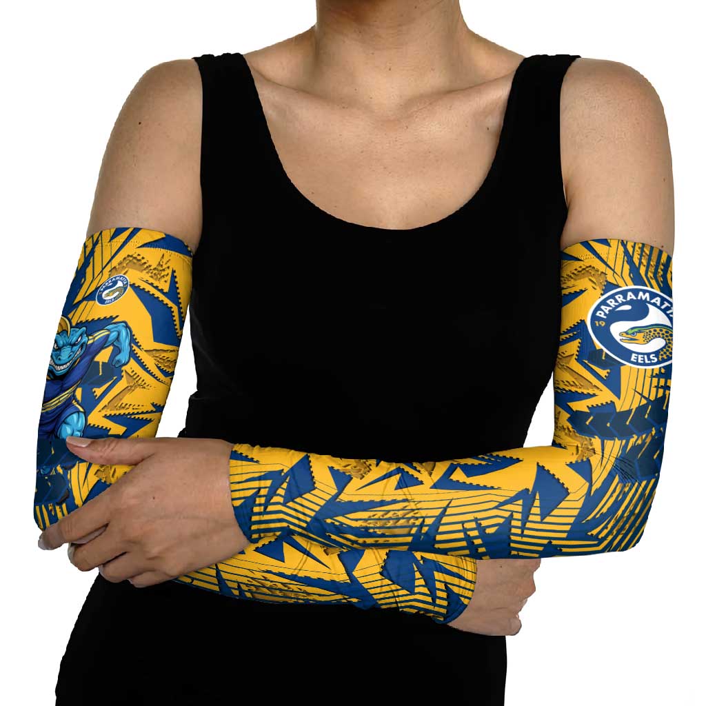 Parramatta Eels Rugby Arm Sleeves Fierce Mascot Geometric Tribal Art