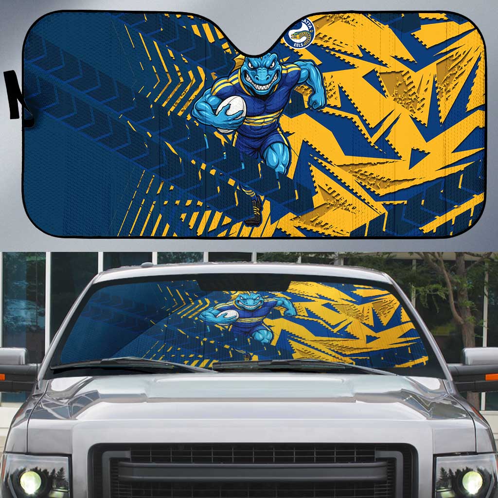 Parramatta Eels Rugby Auto Sun Shade Fierce Mascot Geometric Tribal Art