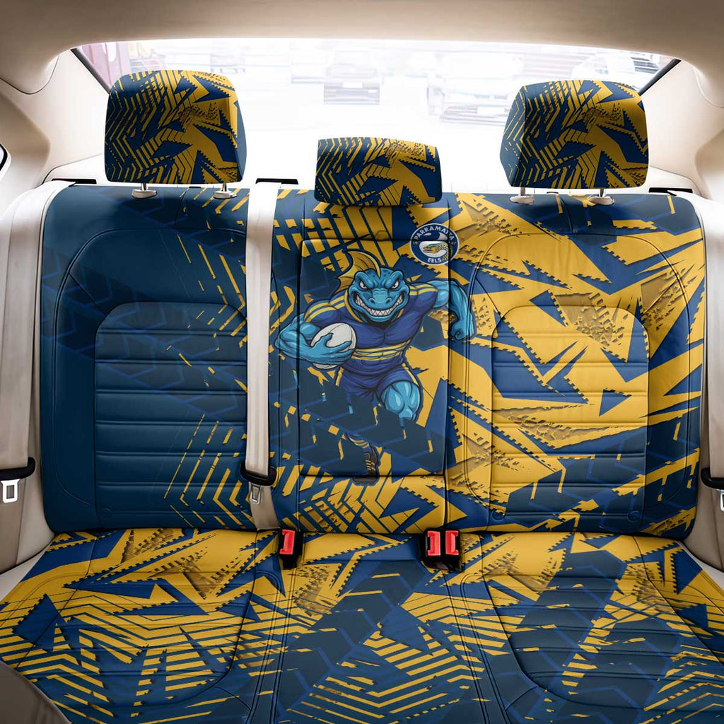 Parramatta Eels Rugby Back Car Seat Cover Fierce Mascot Geometric Tribal Art