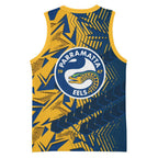 Parramatta Eels Rugby Basketball Jersey Fierce Mascot Geometric Tribal Art
