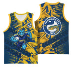 Parramatta Eels Rugby Basketball Jersey Fierce Mascot Geometric Tribal Art