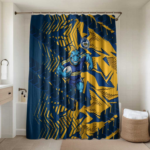 Parramatta Eels Rugby Bathroom Set Fierce Mascot Geometric Tribal Art