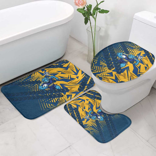 Parramatta Eels Rugby Bathroom Set Fierce Mascot Geometric Tribal Art