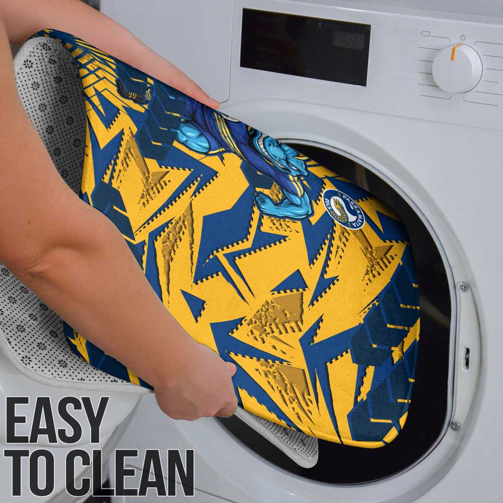 Parramatta Eels Rugby Bathroom Set Fierce Mascot Geometric Tribal Art