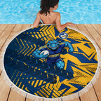 Parramatta Eels Rugby Beach Blanket Fierce Mascot Geometric Tribal Art