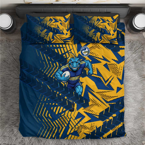 Parramatta Eels Rugby Bedding Set Fierce Mascot Geometric Tribal Art