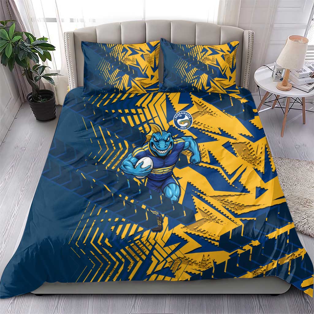 Parramatta Eels Rugby Bedding Set Fierce Mascot Geometric Tribal Art