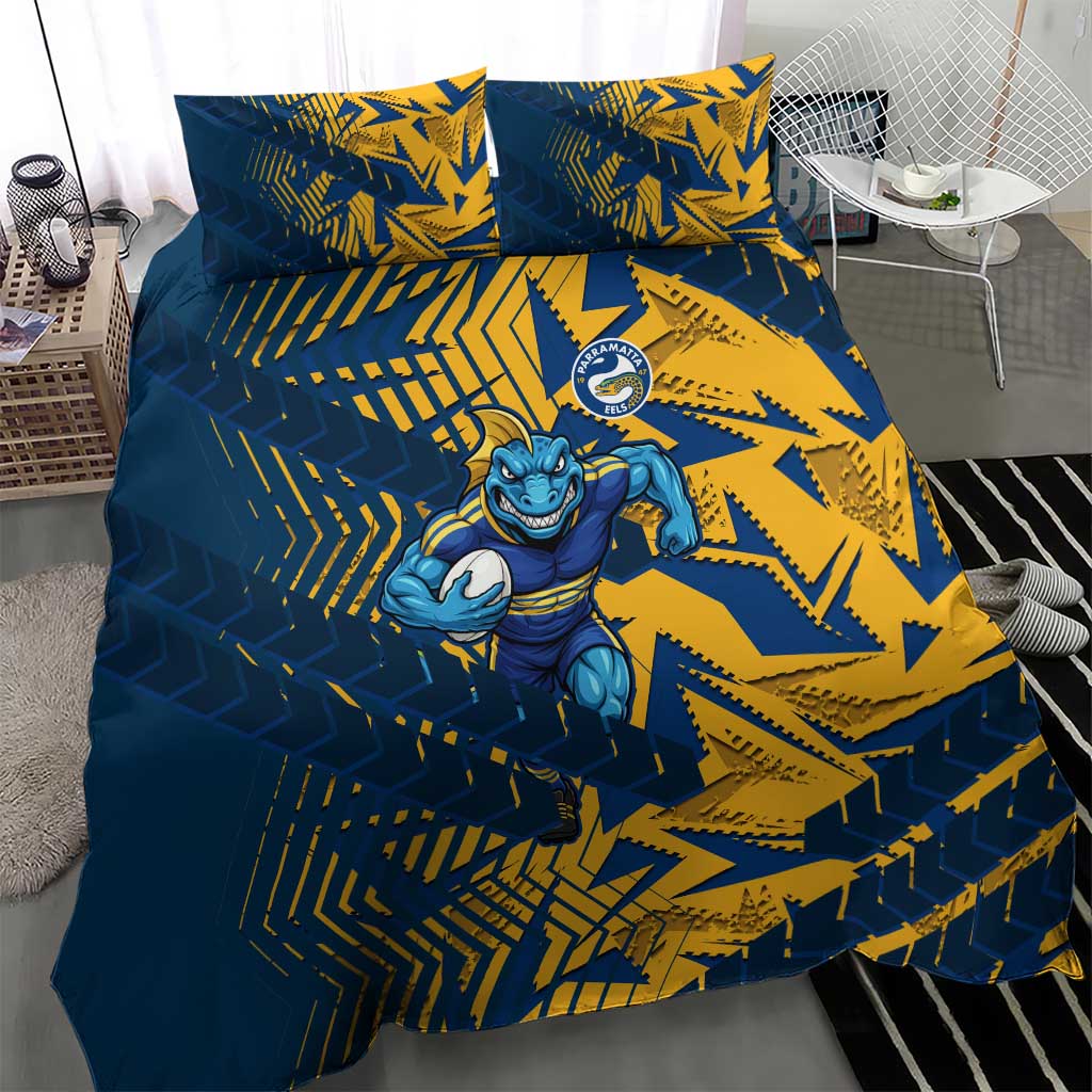 Parramatta Eels Rugby Bedding Set Fierce Mascot Geometric Tribal Art