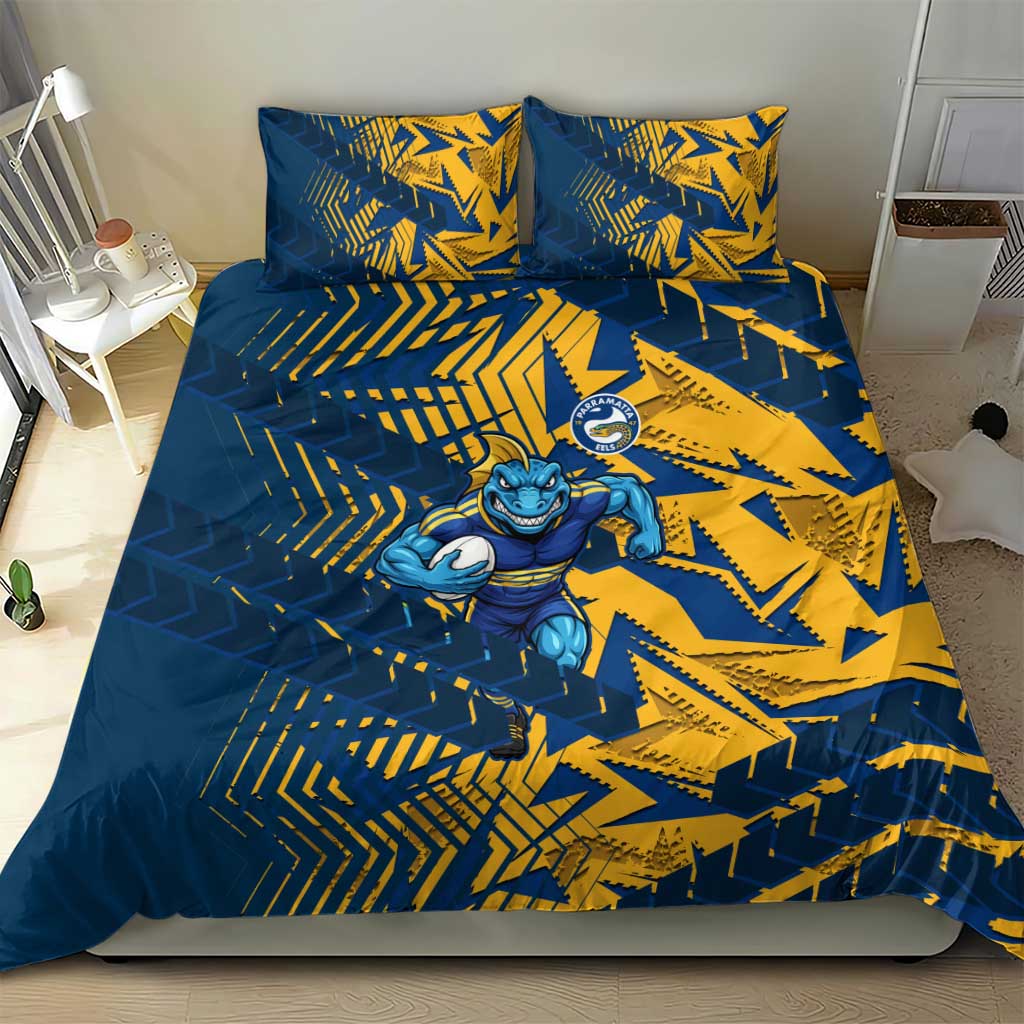 Parramatta Eels Rugby Bedding Set Fierce Mascot Geometric Tribal Art