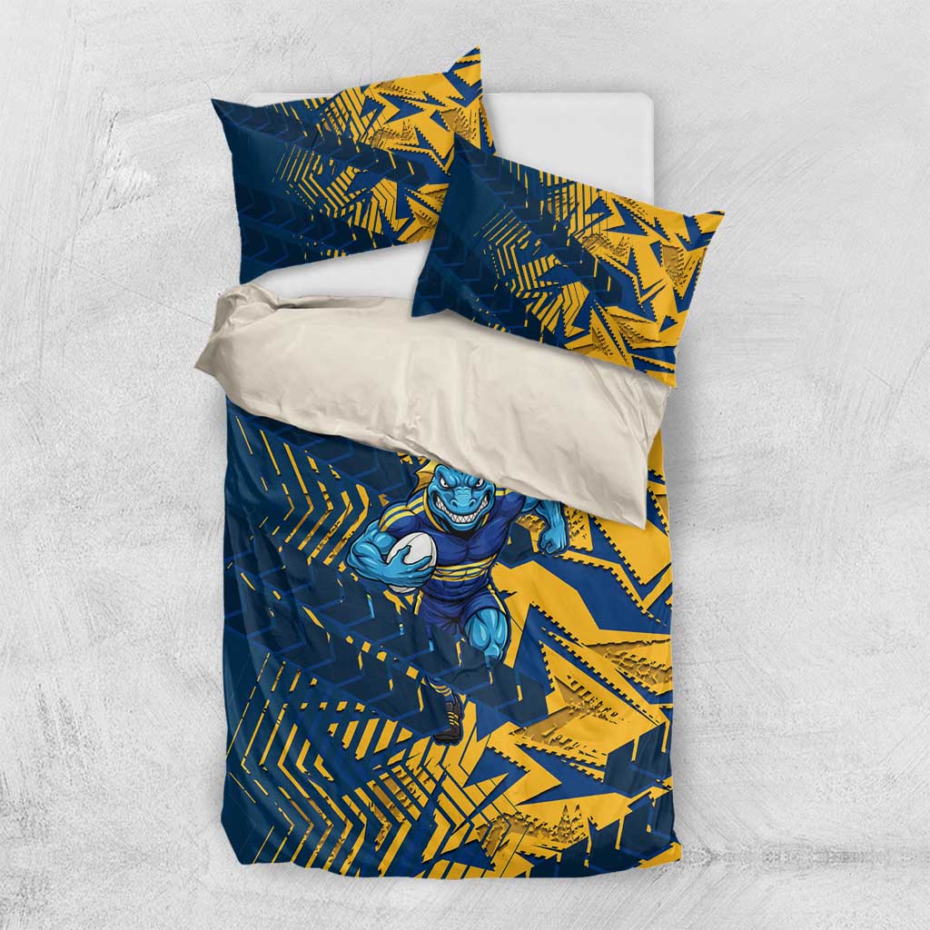 Parramatta Eels Rugby Bedding Set Fierce Mascot Geometric Tribal Art