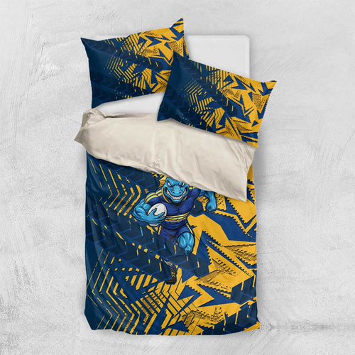 Parramatta Eels Rugby Bedding Set Fierce Mascot Geometric Tribal Art