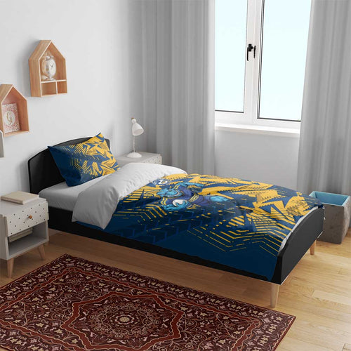Parramatta Eels Rugby Bedding Set Fierce Mascot Geometric Tribal Art