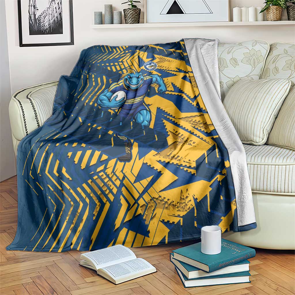 Parramatta Eels Rugby Blanket Fierce Mascot Geometric Tribal Art
