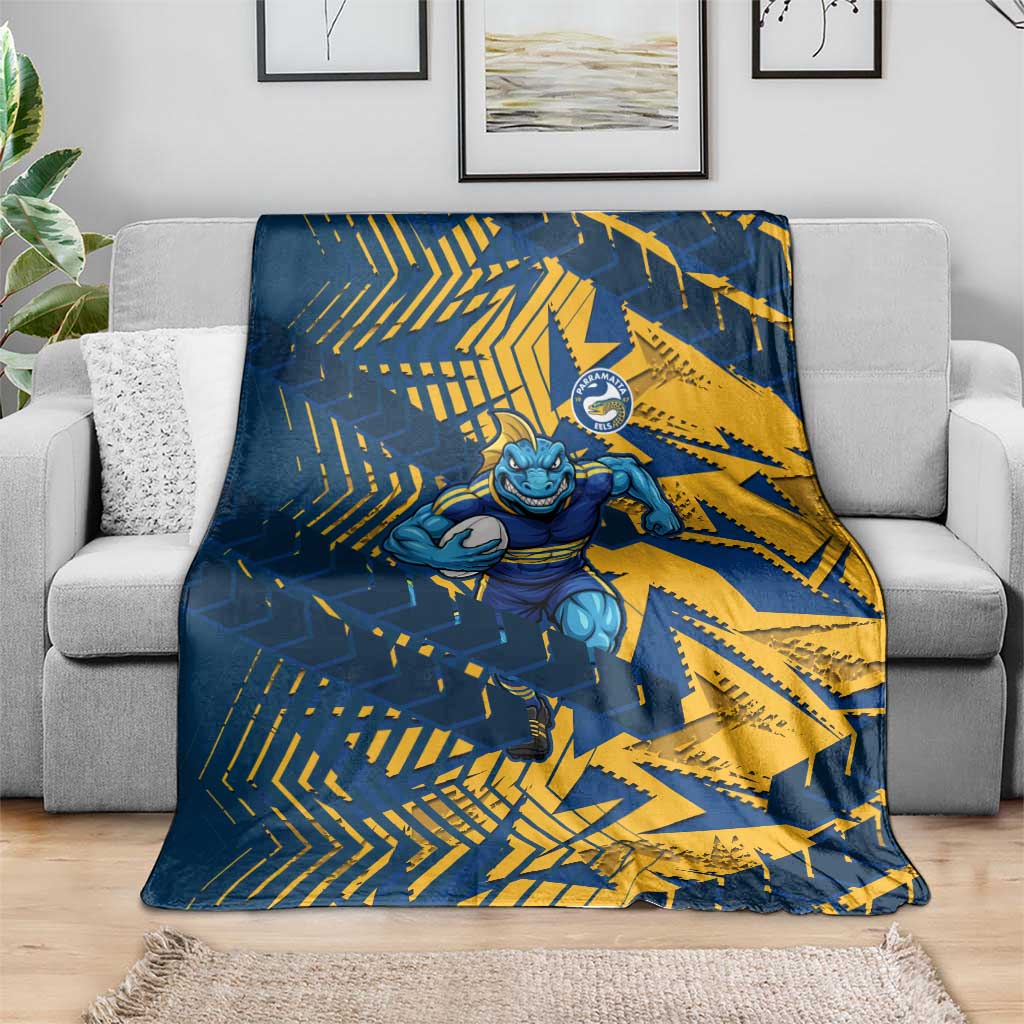 Parramatta Eels Rugby Blanket Fierce Mascot Geometric Tribal Art