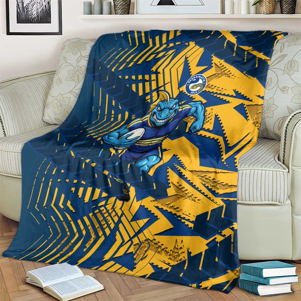 Parramatta Eels Rugby Blanket Fierce Mascot Geometric Tribal Art