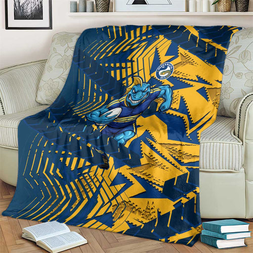 Parramatta Eels Rugby Blanket Fierce Mascot Geometric Tribal Art