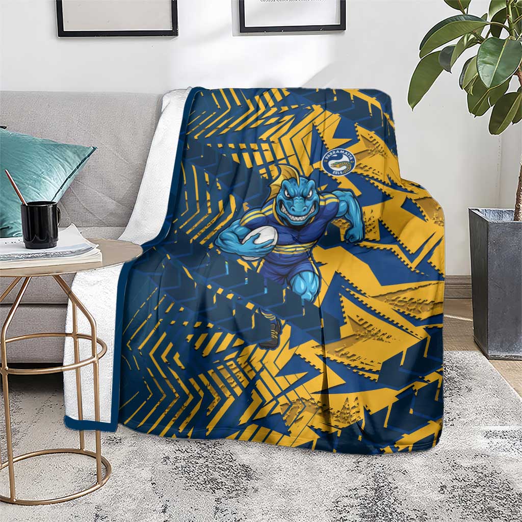 Parramatta Eels Rugby Blanket Fierce Mascot Geometric Tribal Art