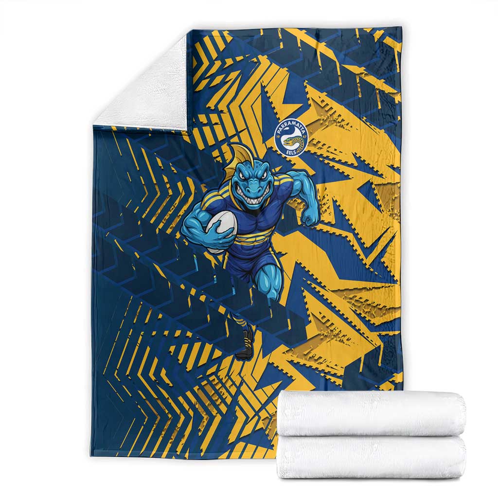 Parramatta Eels Rugby Blanket Fierce Mascot Geometric Tribal Art
