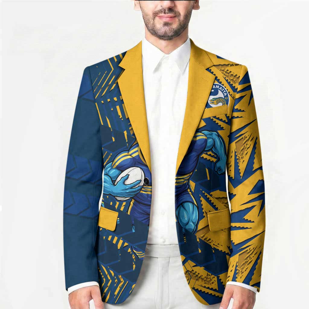 Parramatta Eels Rugby Blazer Fierce Mascot Geometric Tribal Art