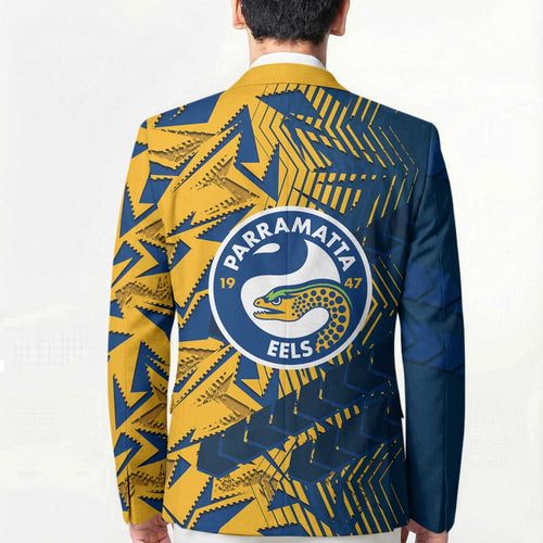 Parramatta Eels Rugby Blazer Fierce Mascot Geometric Tribal Art