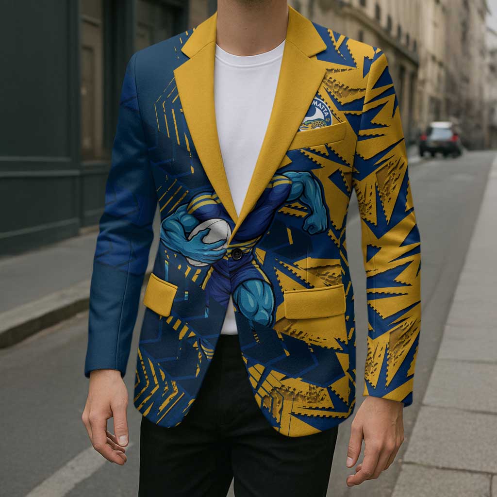 Parramatta Eels Rugby Blazer Fierce Mascot Geometric Tribal Art