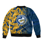 Parramatta Eels Rugby Bomber Jacket Fierce Mascot Geometric Tribal Art