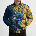 Parramatta Eels Rugby Bomber Puffer Jacket Fierce Mascot Geometric Tribal Art