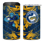 Parramatta Eels Rugby 4 in 1 Can Cooler Tumbler Fierce Mascot Geometric Tribal Art