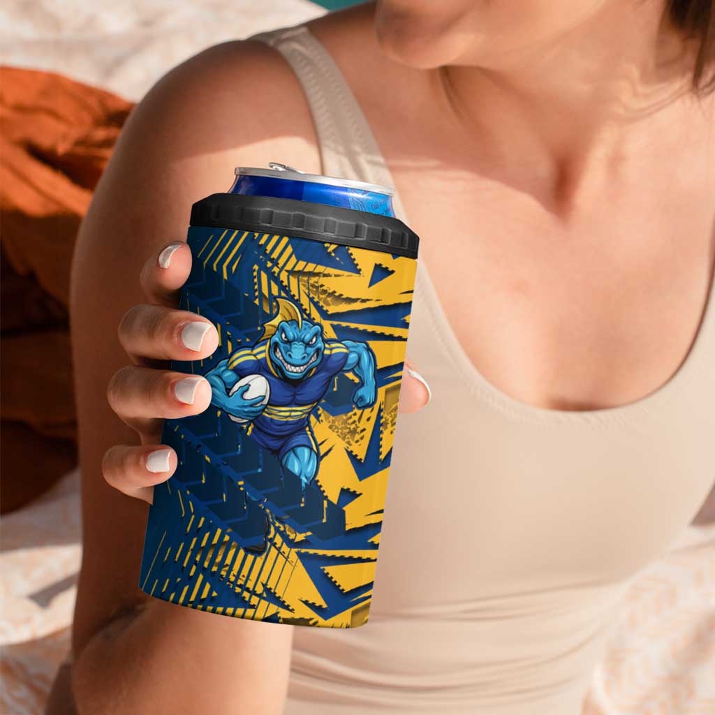 Parramatta Eels Rugby 4 in 1 Can Cooler Tumbler Fierce Mascot Geometric Tribal Art