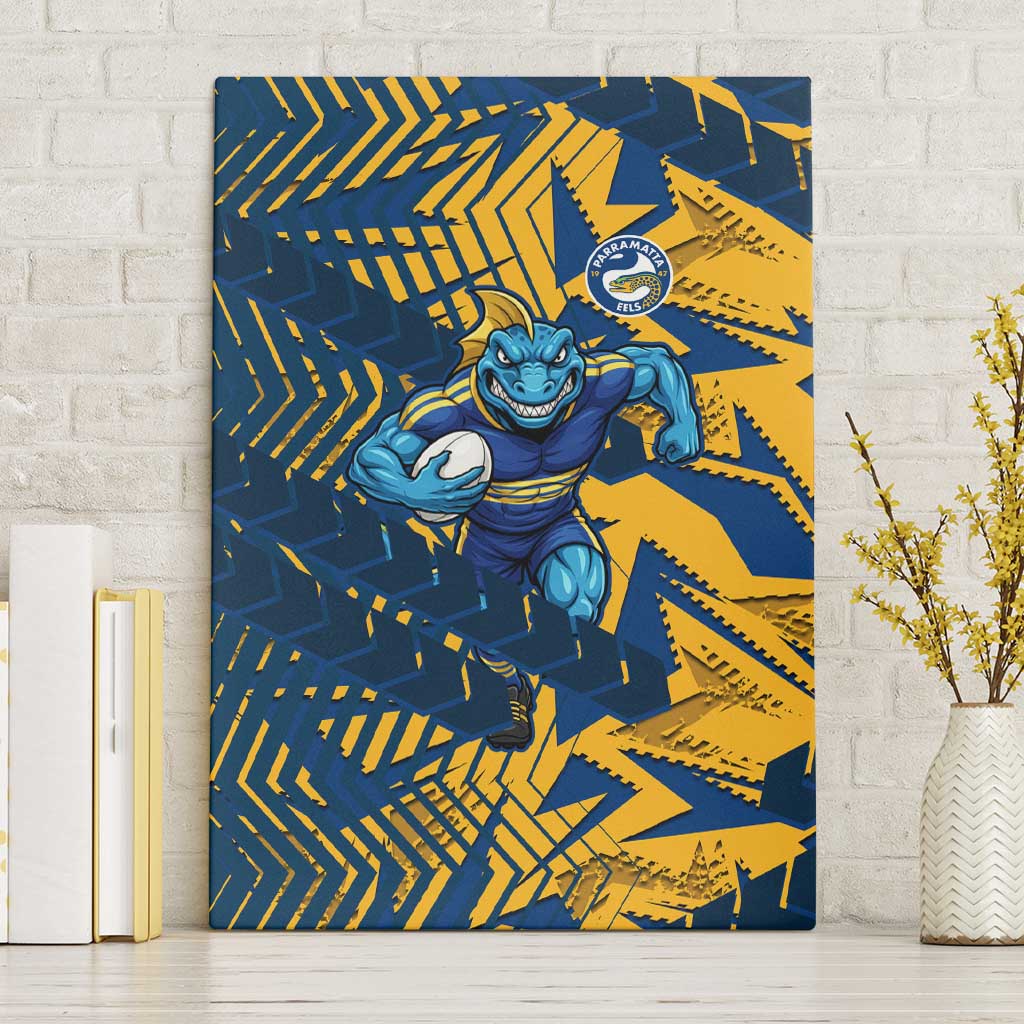 Parramatta Eels Rugby Canvas Wall Art Fierce Mascot Geometric Tribal Art