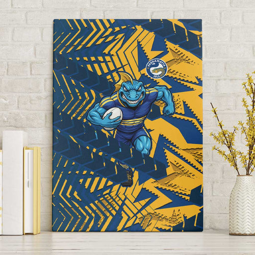 Parramatta Eels Rugby Canvas Wall Art Fierce Mascot Geometric Tribal Art