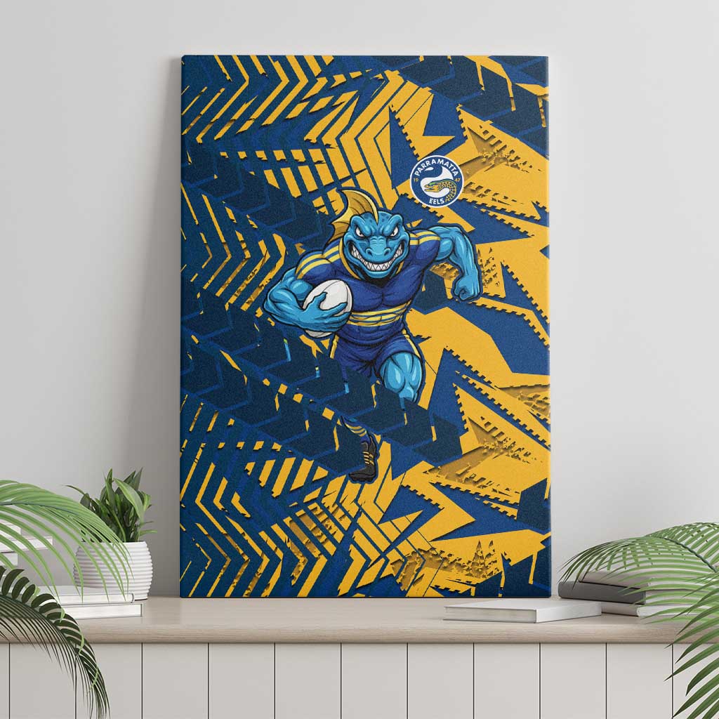 Parramatta Eels Rugby Canvas Wall Art Fierce Mascot Geometric Tribal Art
