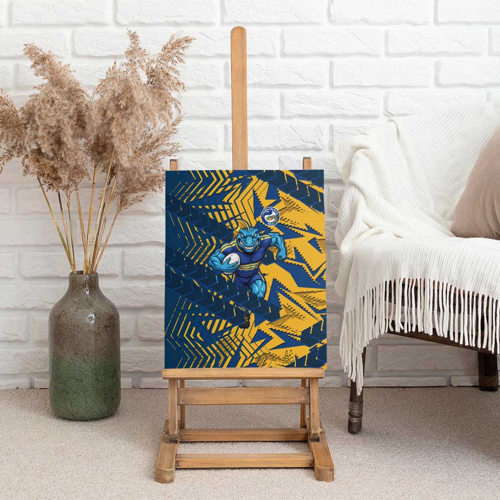 Parramatta Eels Rugby Canvas Wall Art Fierce Mascot Geometric Tribal Art